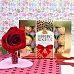 Valentines Special Ferrero Rocher And Red Rose
