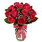 Beautiful Hot Pink Roses Vase