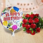 Happy Birthday Balloon And Red Roses Balloon