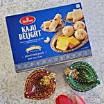 Diwali Wishes Designer Diyas & Sweets Combo