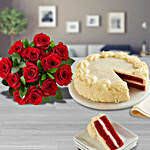 Red Velvet Cake With Roses Gift