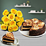 Salted Caramel Cake With Vibrant Roses Gift