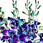 Blue Orchids Glass Vase