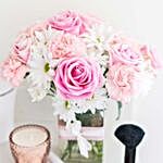 Delightful Mixed Flowers In Rectangular Vase
