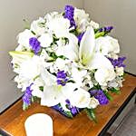 Exquisite Mixed Flowers Blue Vase