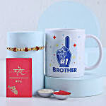 Sneh Rudraksha Rakhi & Number 1 Brother Mug