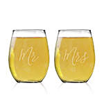 Mr and Mrs Stemless Wine Glass Set
