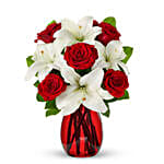 Classic Red Rose & White Lily Bouquet_Regular