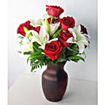 Classic Red Rose & White Lily Bouquet_Regular