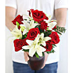 Classic Red Rose & White Lily Bouquet_Regular