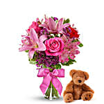 Rose & Lily Celebration with Teddy Bear_Regular