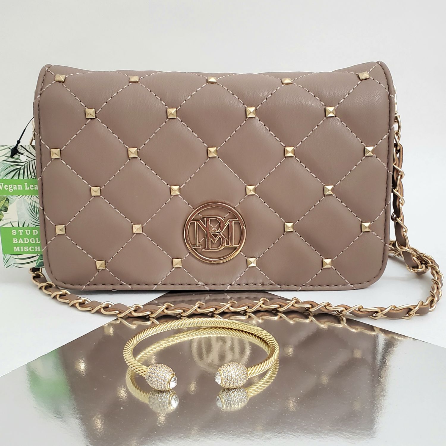 badgley mischka purse brown