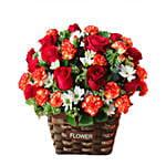 Romantic Red Roses In Basket 12