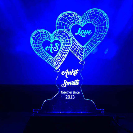 Buy/Send Personalised Blue LED Heart Lamp Online- FNP