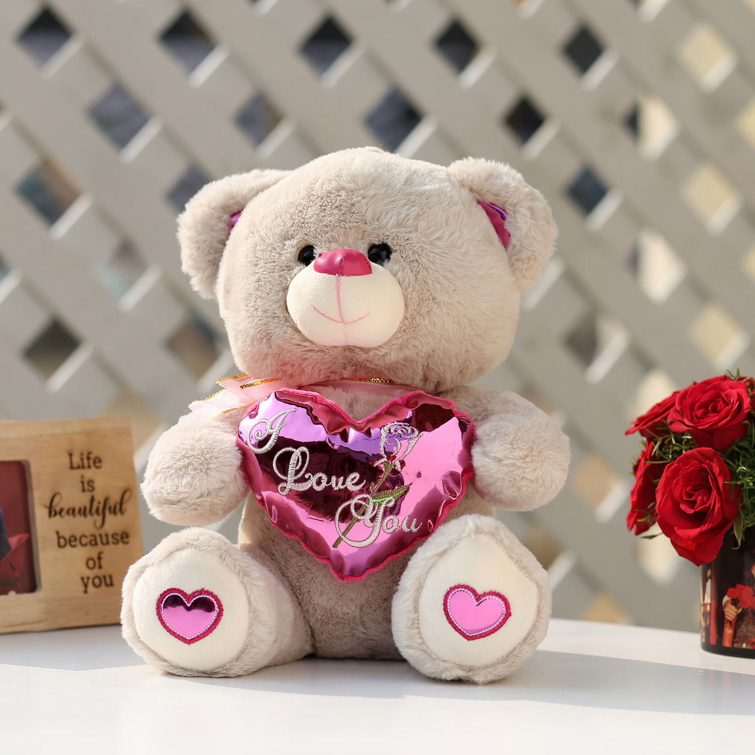 Buy Send I Love You Teddy Bear With Pink Heart Online Fnp Buy Send I Love You Teddy Bear With Pink Heart Online Fnp