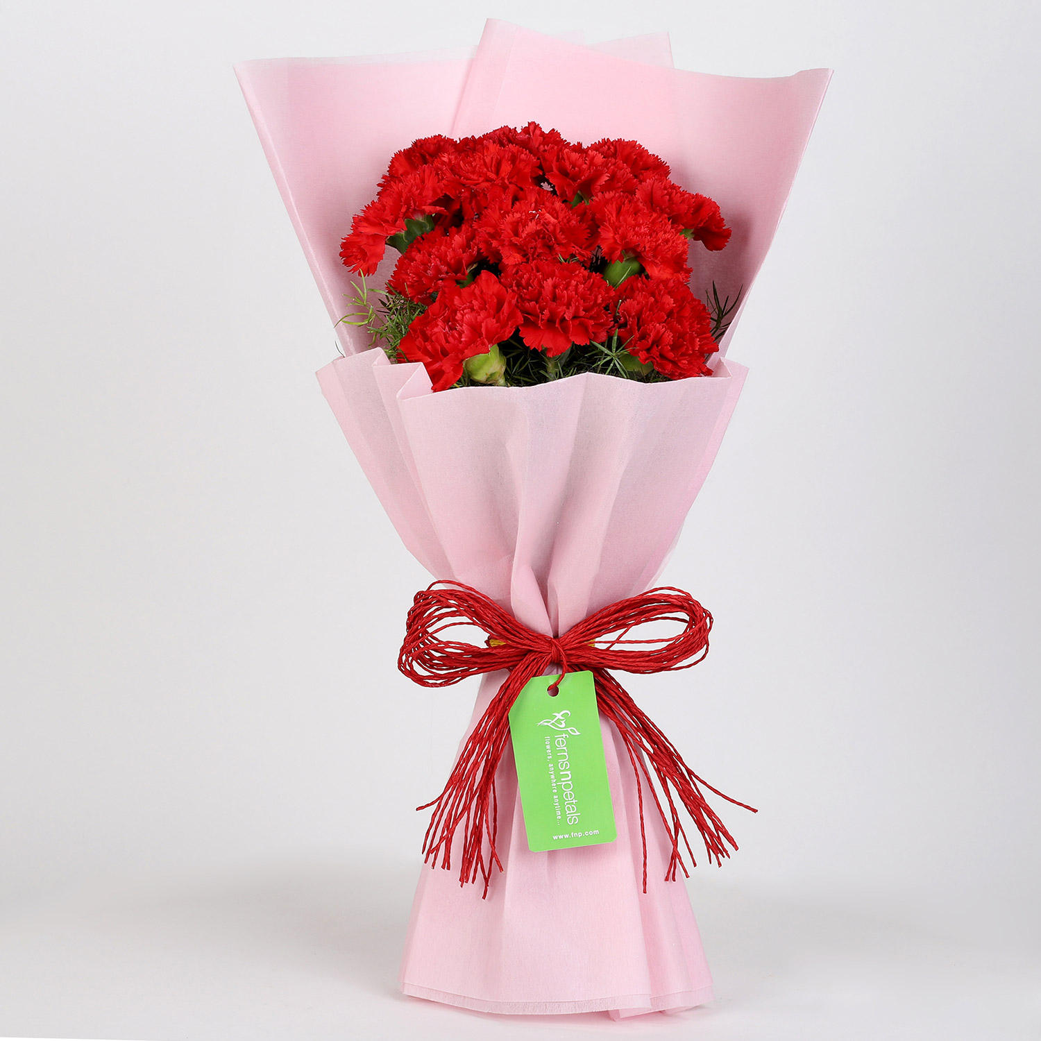 Buy Send Beautiful 12 Red Carnations Bouquet Online Ferns N Petals
