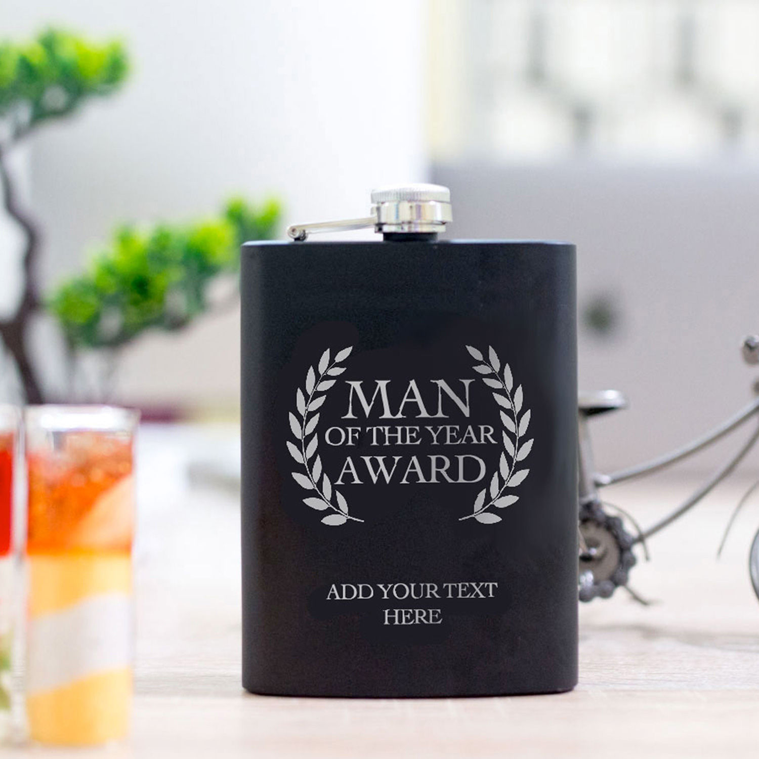 8th Anniversary Hip Flask 8 Year Anniversary Gift for Him