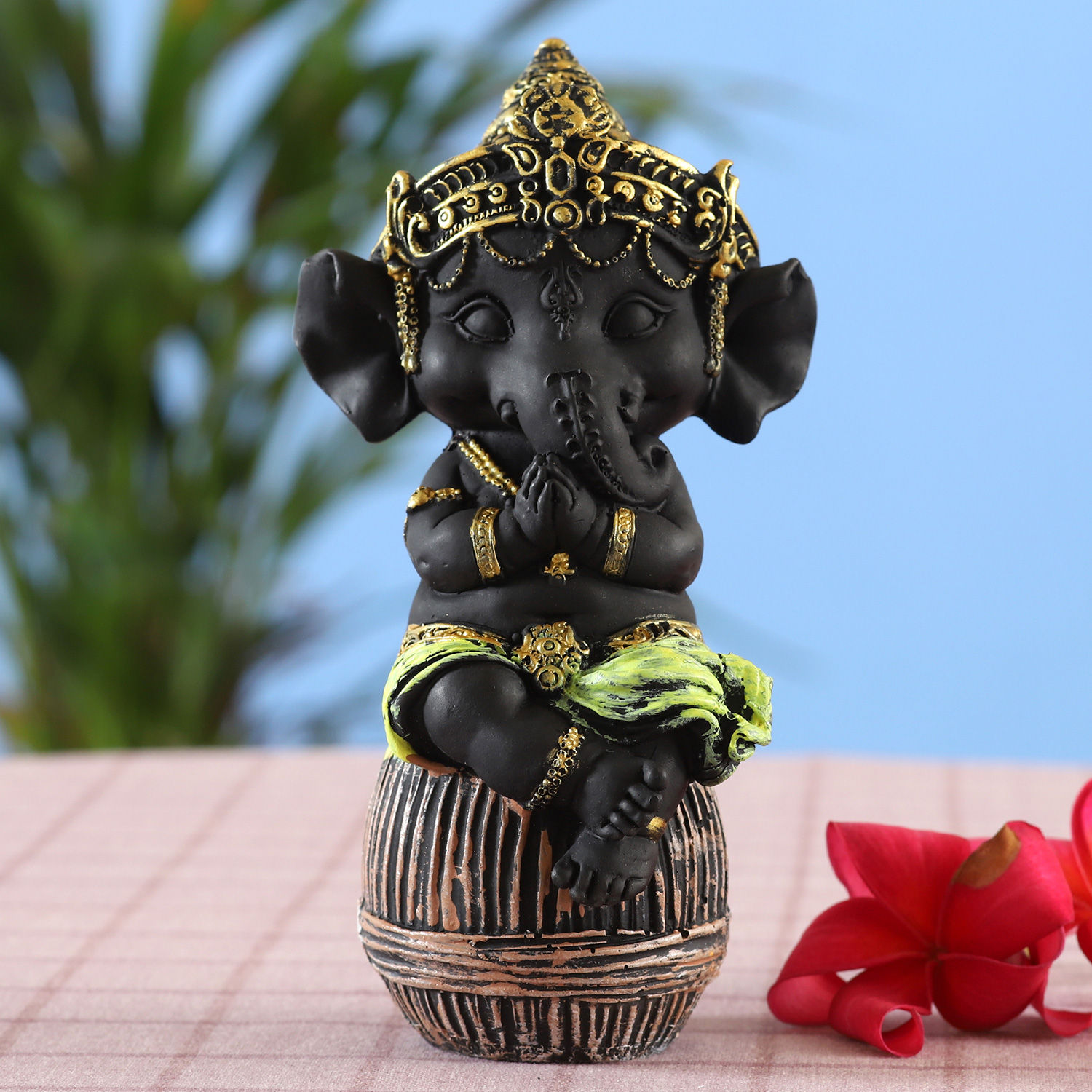 Buy/Send Cute Matte Black Bal Ganesh Idol Online- FNP