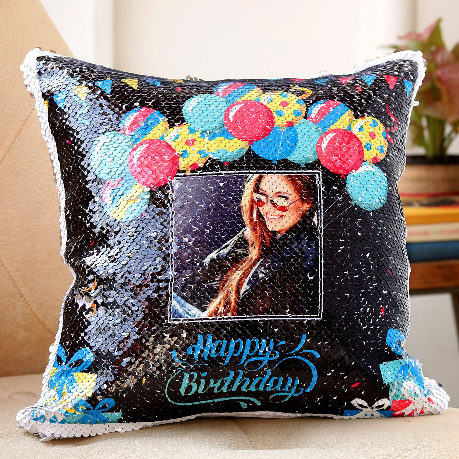 personalised sequin pillow