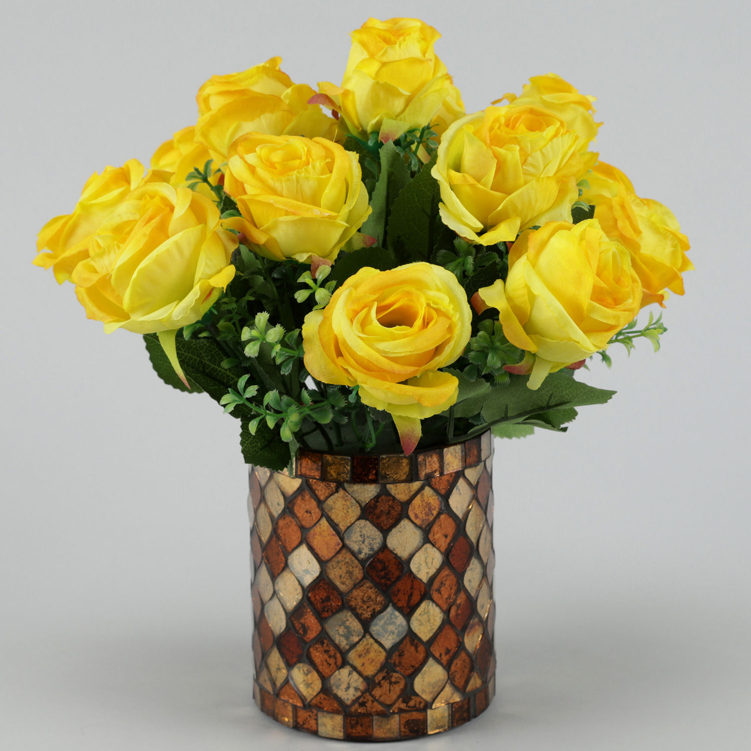 Buy/Send Sunshine Yellow Artificial Roses Vase Online- FNP