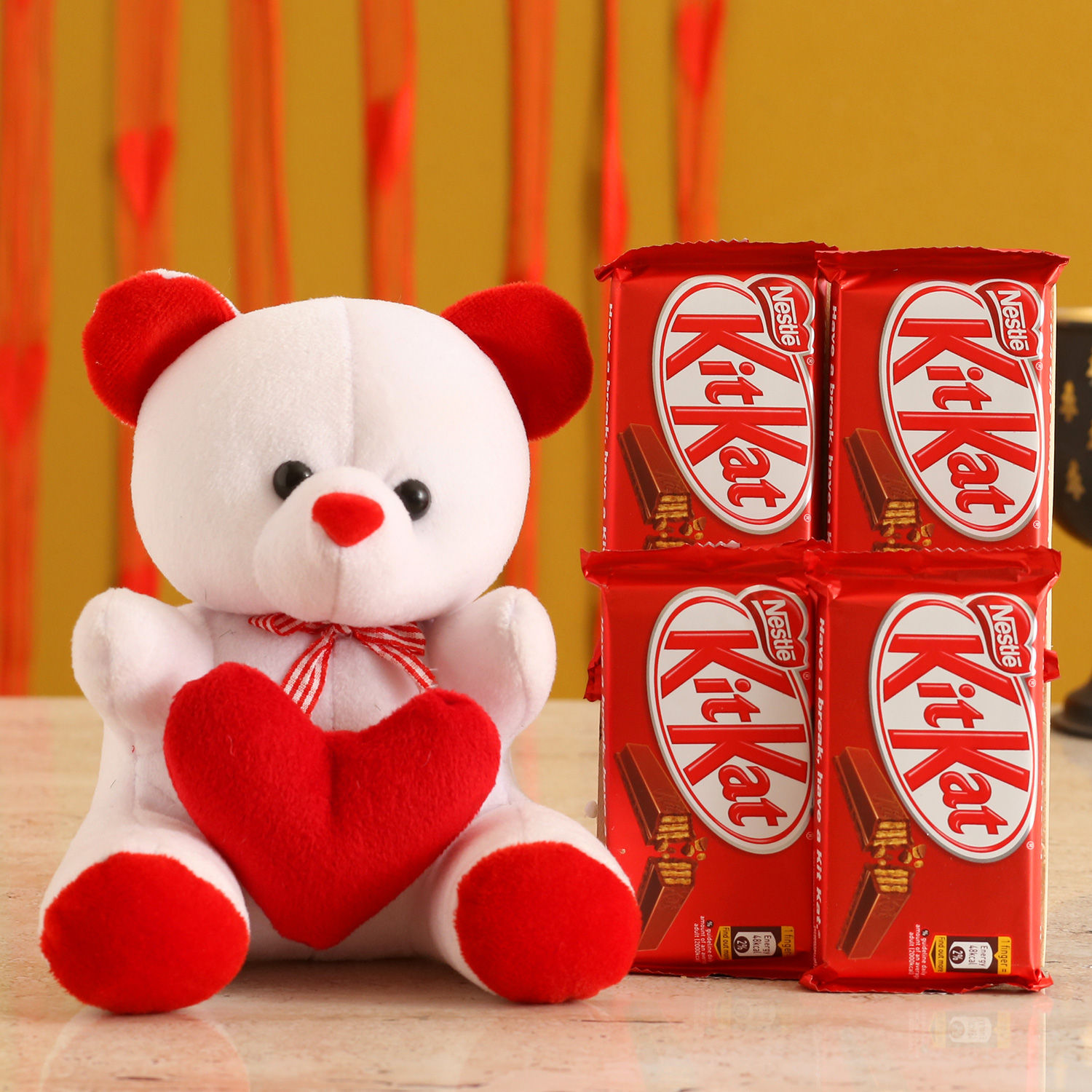 teddy bear with kitkat