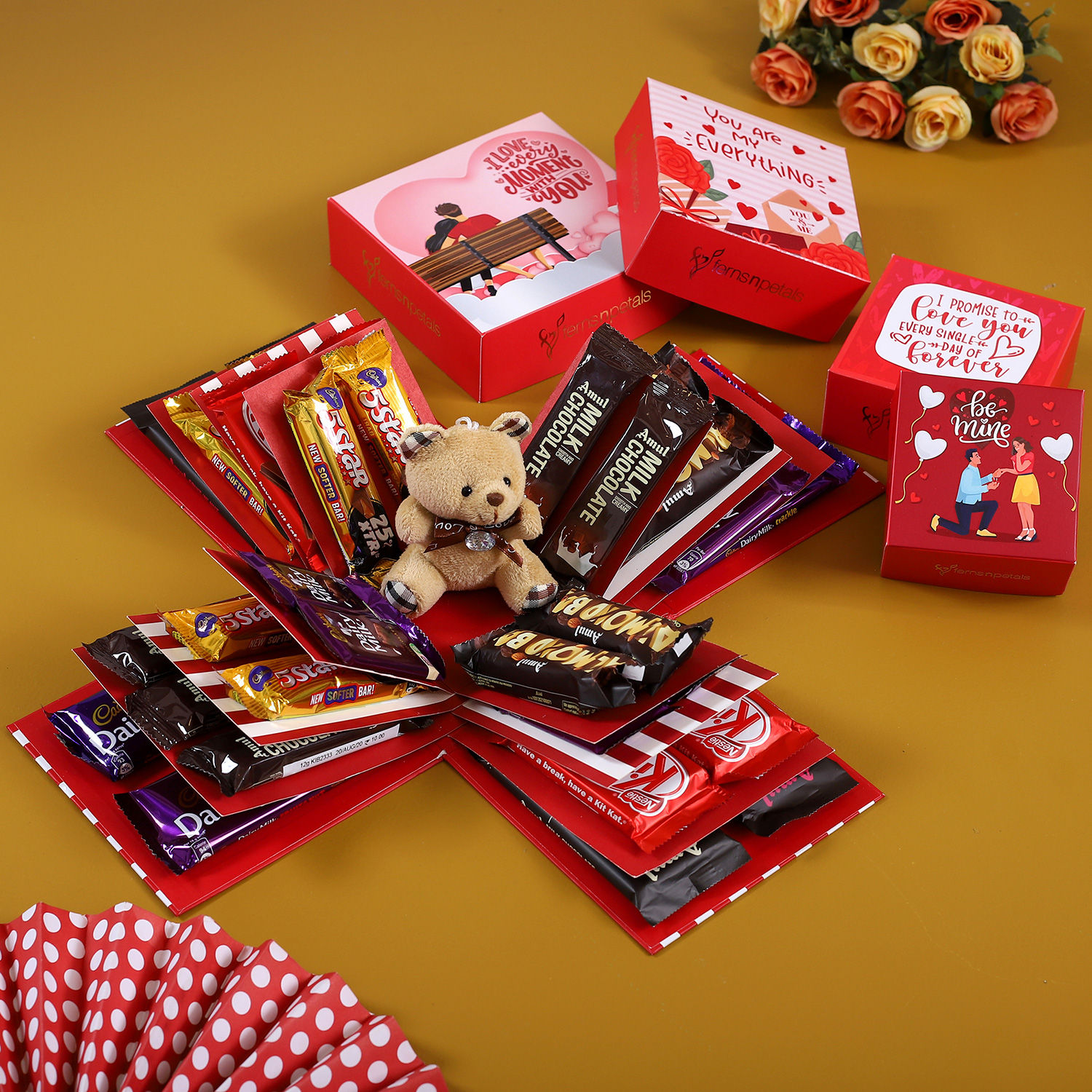 Buy/Send 4 Layer Red And White Chocoholic Explosion Box Online- FNP