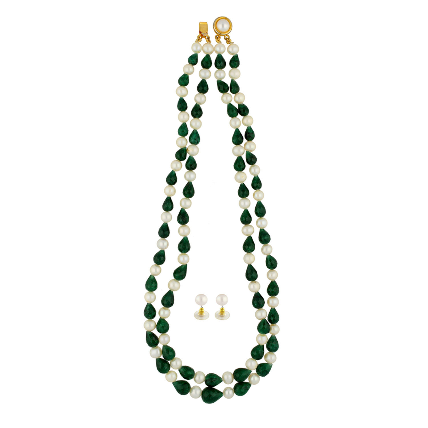 string Pearls And Emerald Necklace 