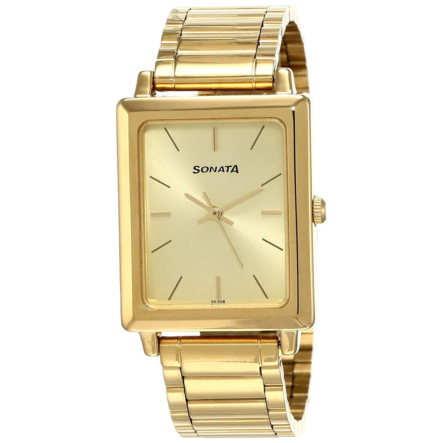 sonata rectangular watch