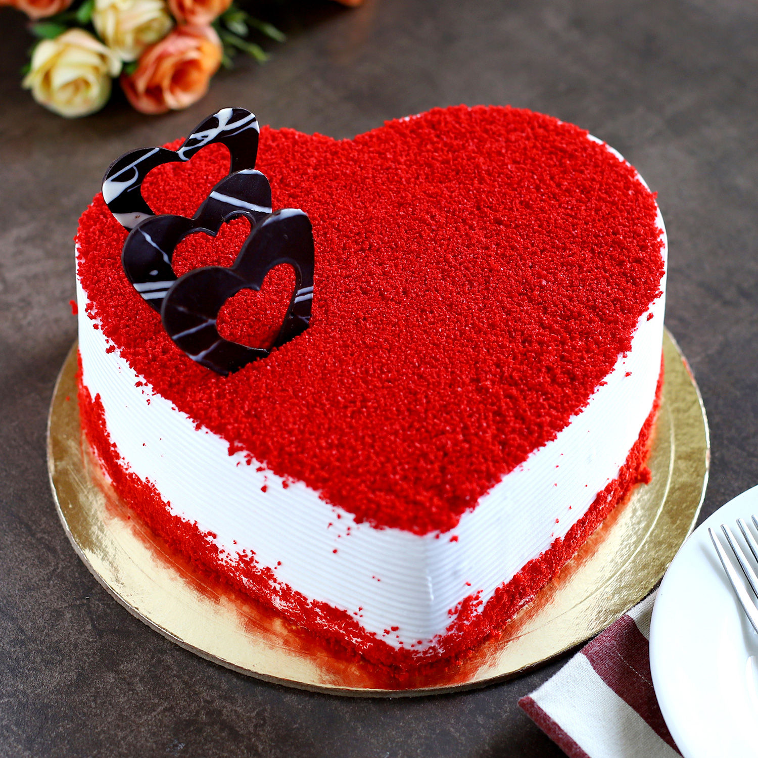 Happy Birthday Red Velvet Cake Heart Shape Buy/Send Red Velvet Heart Cake 1kg Online- Ferns N Petals