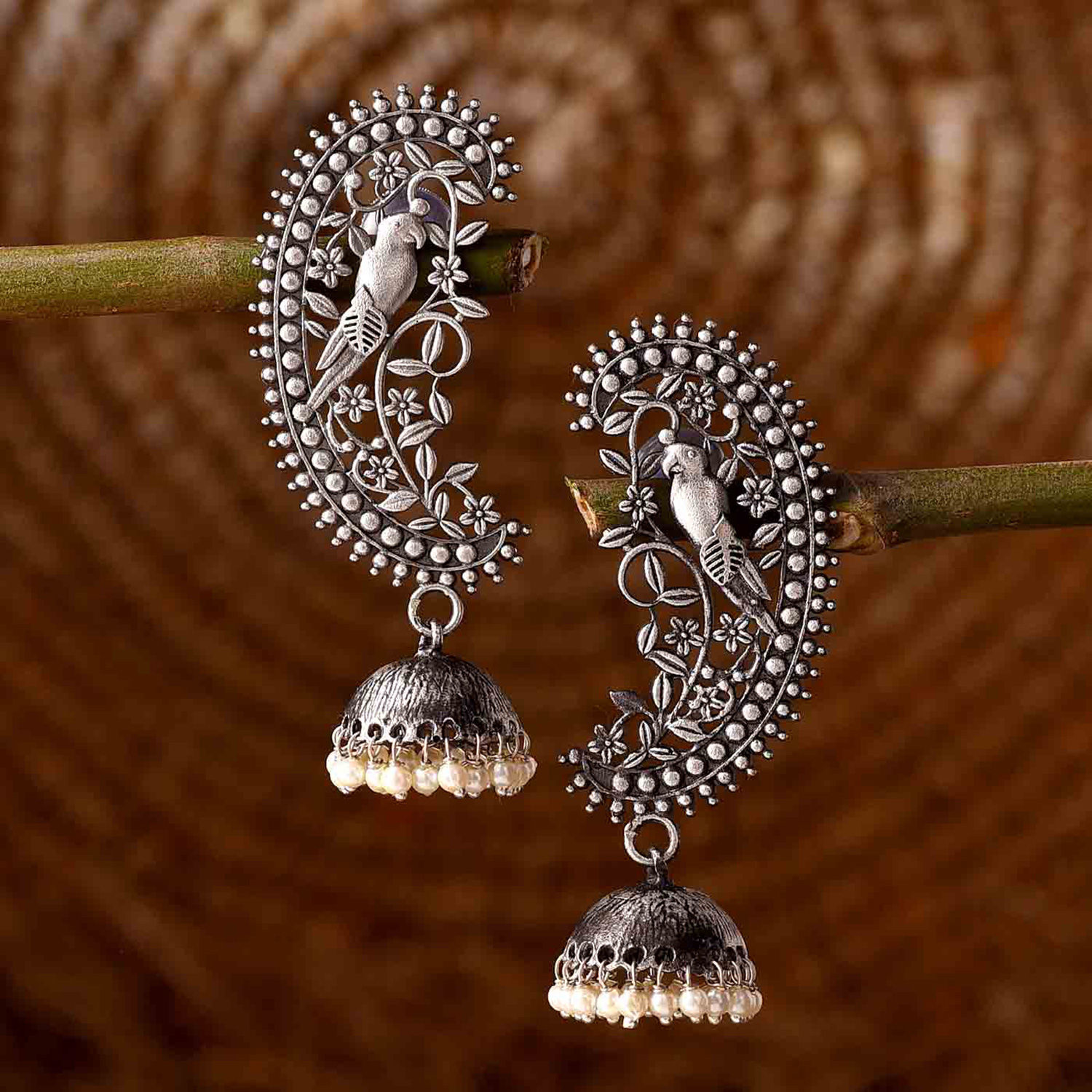 Buy/Send Designer Silver Oxidised Earring - TYPES OF OXIDISED JEWELLERY