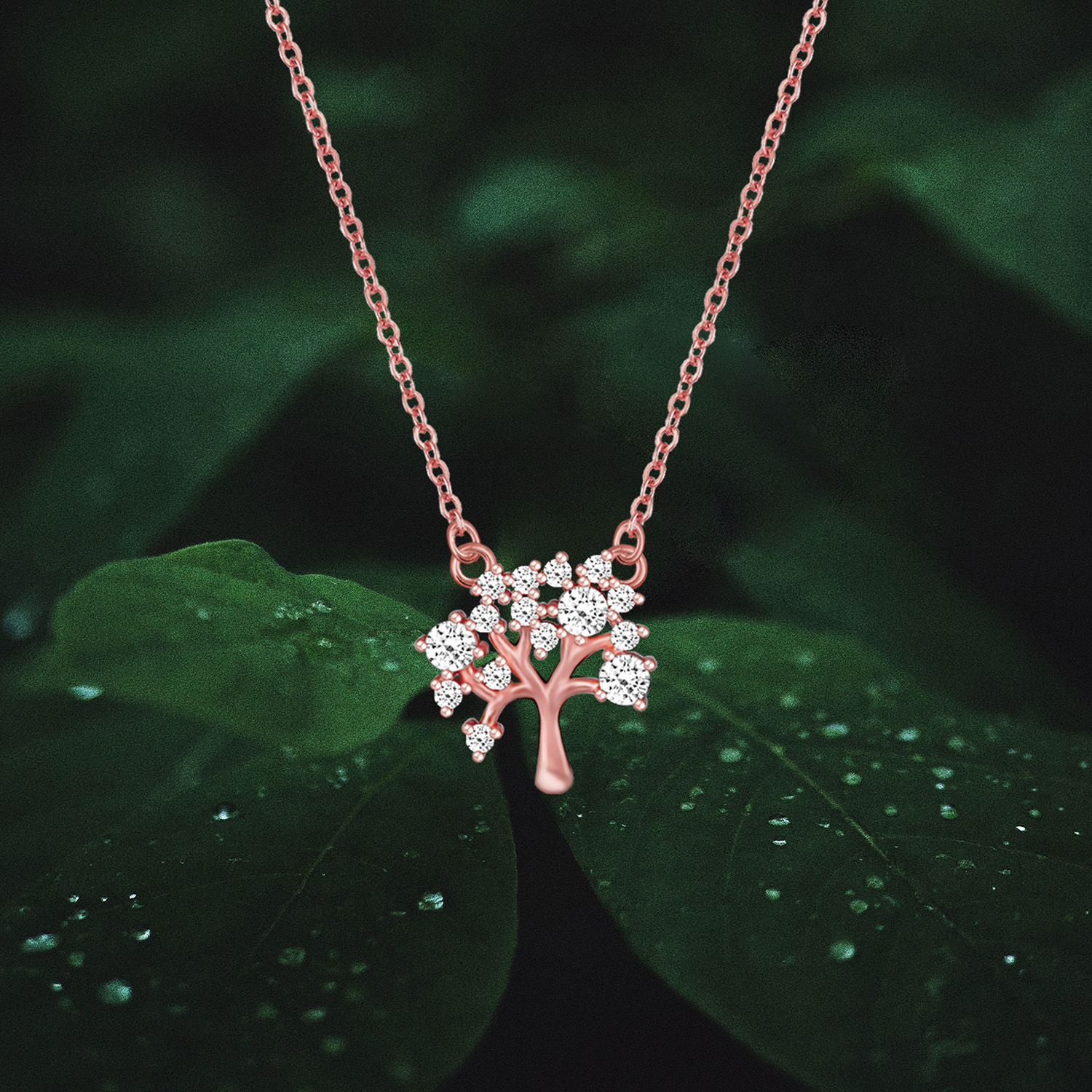 Buy/Send GIVA 925 Silver Rose Gold Tree Of Life Necklace Online- FNP