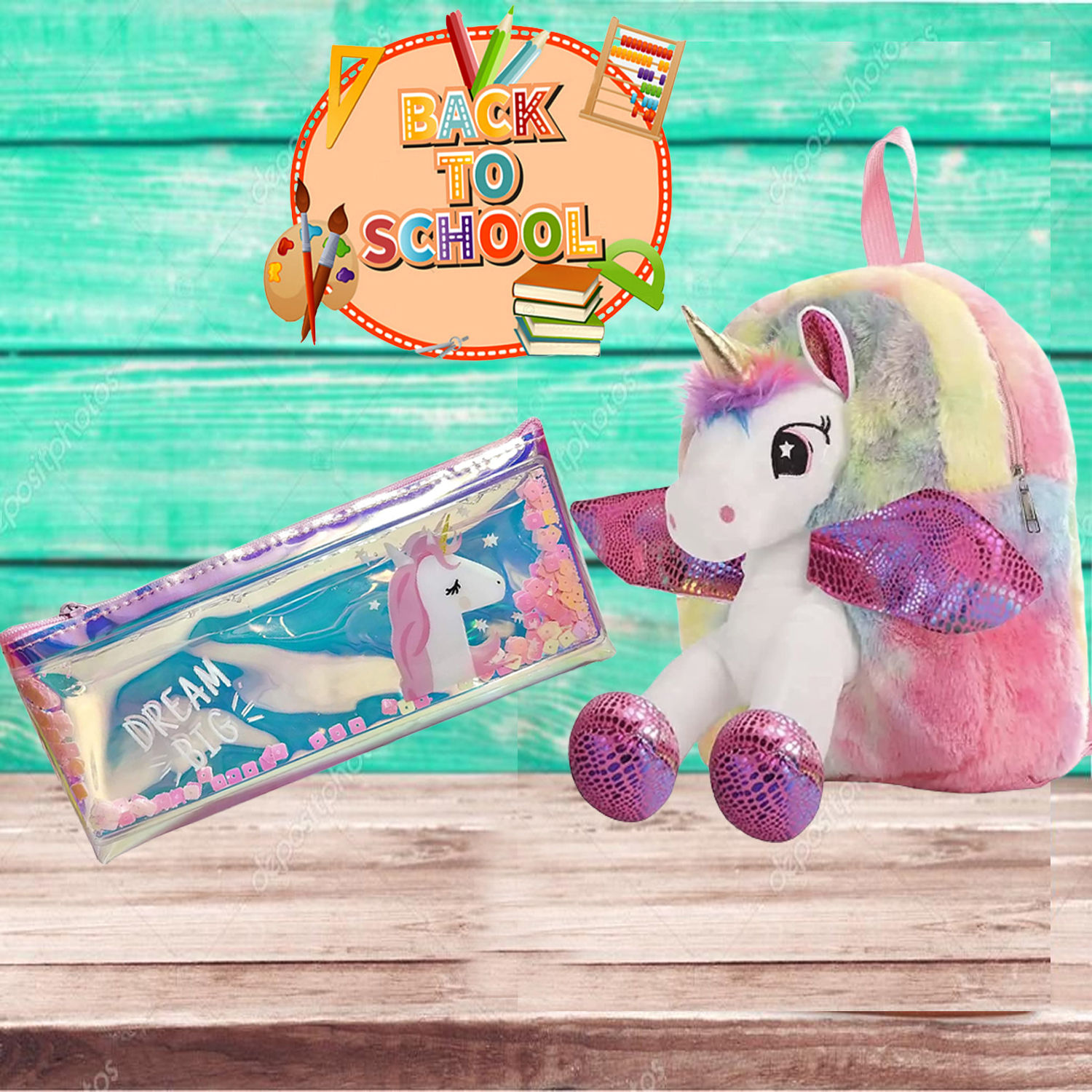 Buy/Send Unicorn School Bag Glitter Holographic Pouch Online- FNP