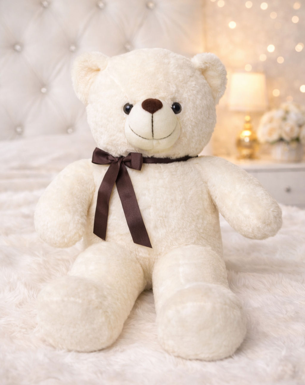 ふんわりミルククリーム＊アイボリーのキツネ テディベア Tamu bear wrapped-in-warmth-cream-teddy-